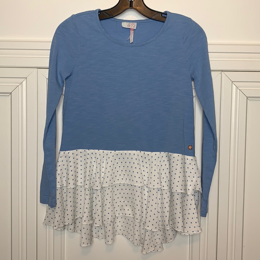 NWOT 435 by Matilda Jane Long Sleeve Tee with ruffled bottom - Size Girls 14